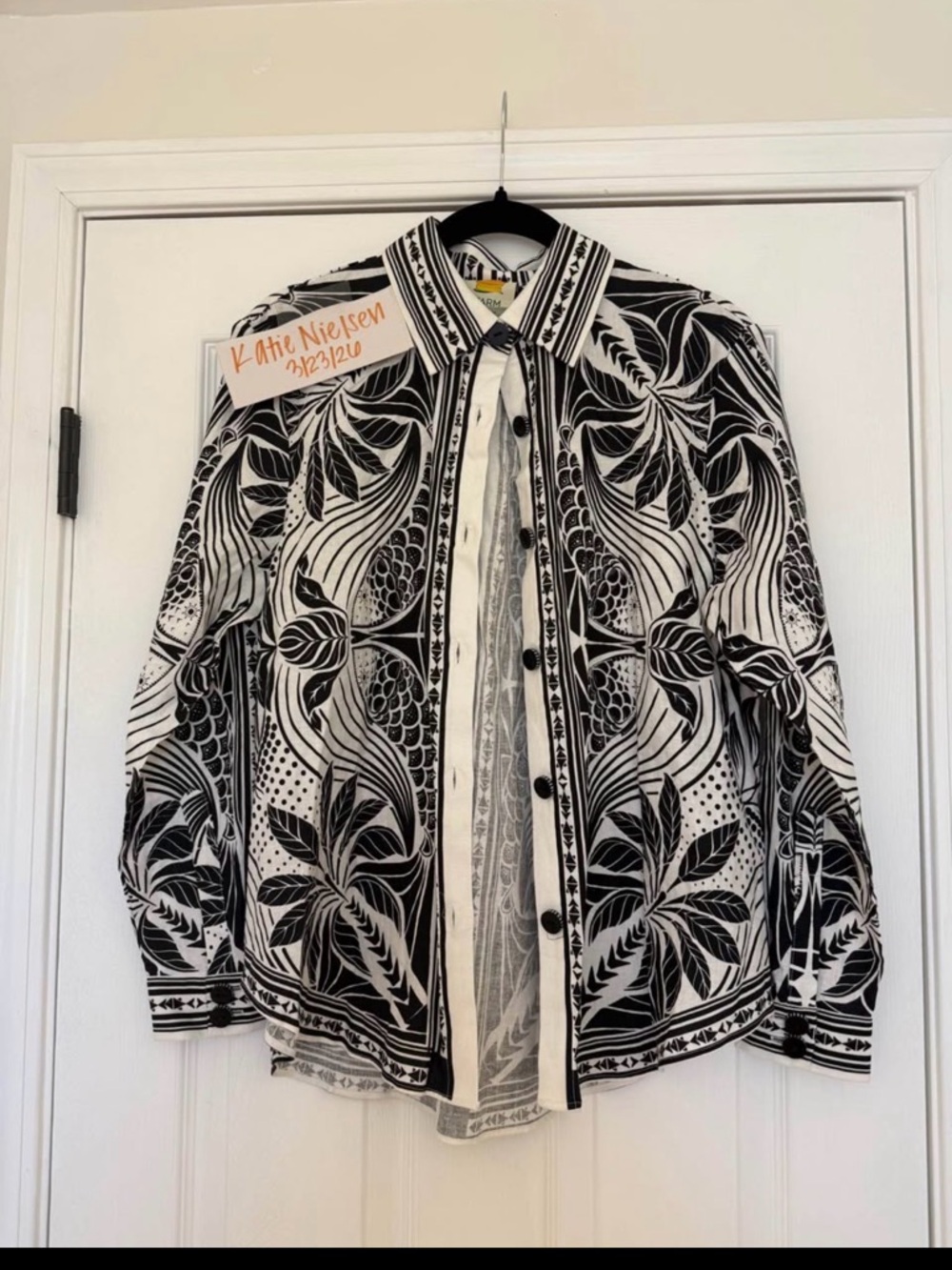 Farm Rio Black & White Button-Up Shirt